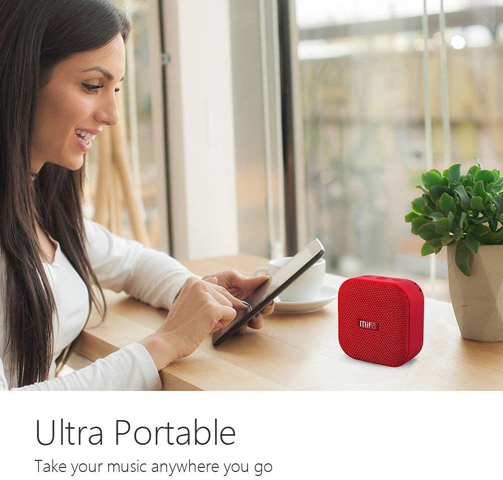 MIFA A1 Red Bluetooth Speaker, IP56 Dustproof and Waterproof, Perfect for the Bath, Compact, Stylish Design, True Wireless Stereo Sound, 12 Hours of