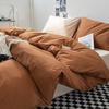 Solid-color Japanese Pure Cotton Four-piece Bed Cover Set with Double-sided Washed Cotton Bed Sheets and Quilt Cover