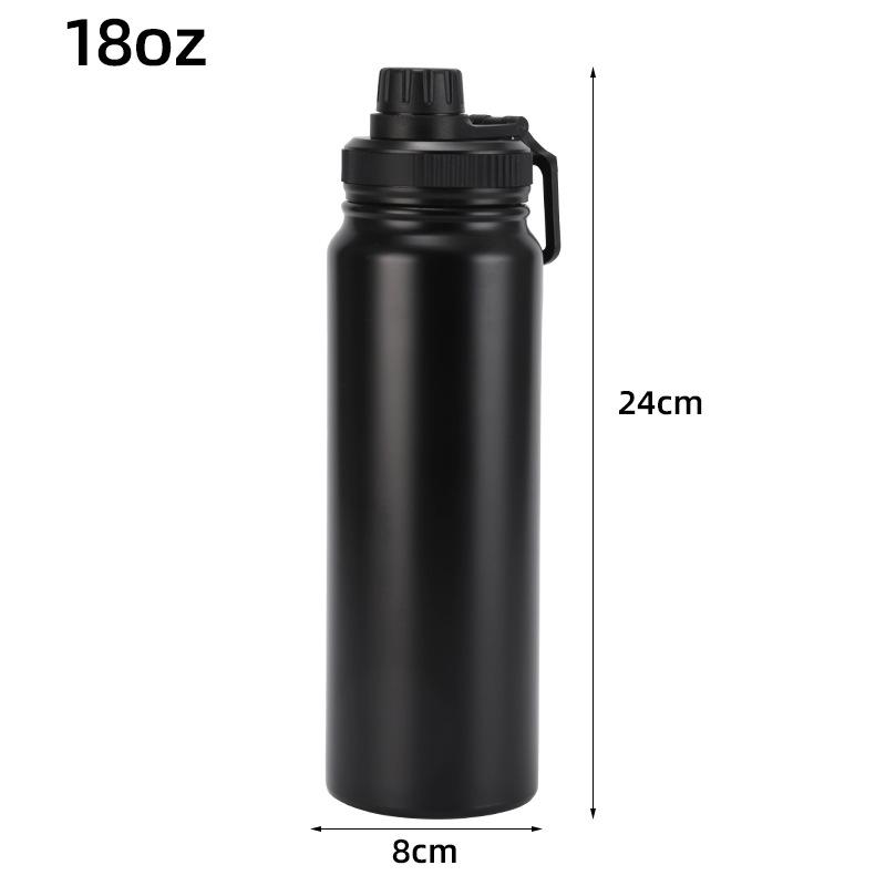 12/18/25/32oz 304 Stainless Steel Insulated Water Bottle, Matte Black Flask with Carry Handle Lid for Sports