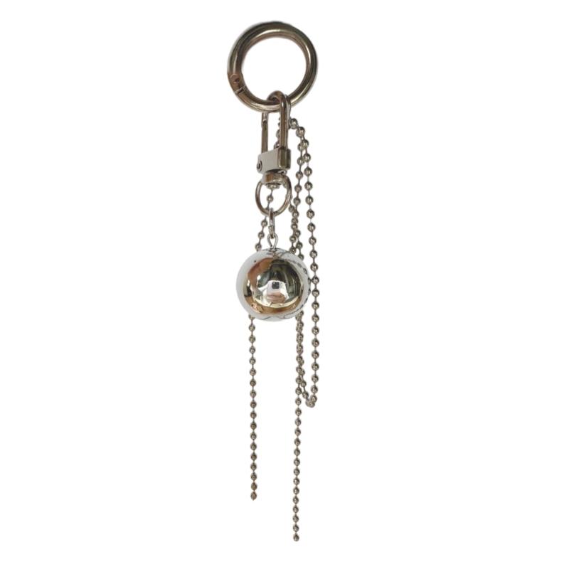 Vintage Metal Large Sphere Pendant Eye Catching Large Silver Sphere Hanging Decor Sophisticated Keychain Accessory