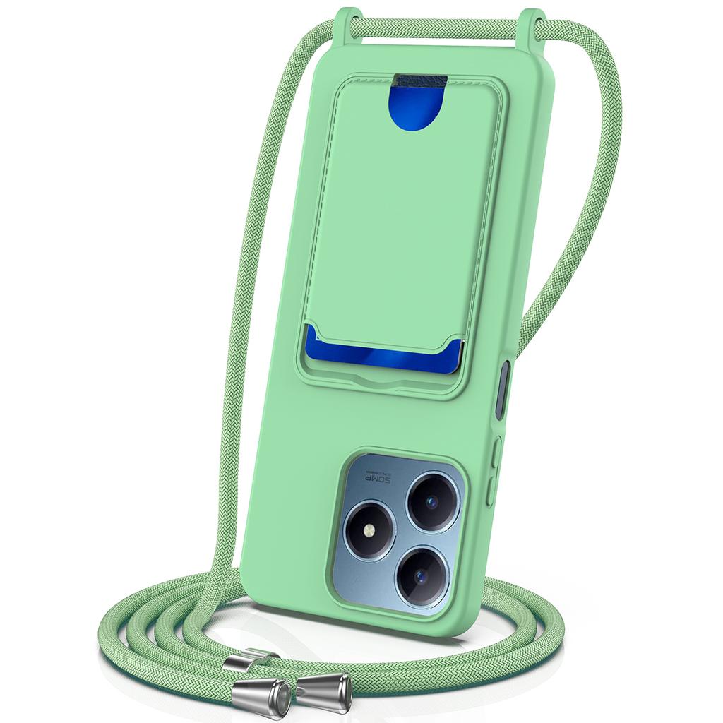 Dla Realme Note 60x 4G/C63 4G/C61 4G/C61 (Indie) Etui 4G/Narzo N63 4G/Note 60 Silikon płynny Uchwyt na karty Tylna okładka ze smyczą