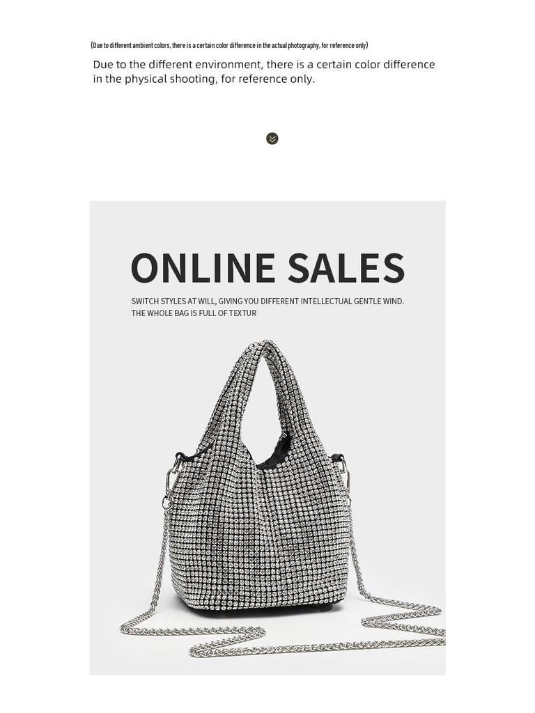 Cross-Border Rhinestone-Full Women's Evening Handbag: Shiny Diamond Inlaid Chain Shoulder/Crossbody Bag
