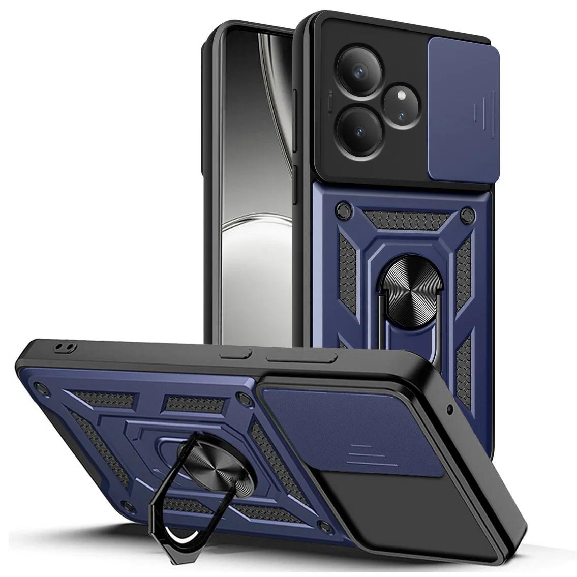 

Защитный чехол для камеры со слайдер-объективом для Realme GT 6 T 6T GT6 NEO 6SE NEO5 Магнитный чехол-подставка с кольцом для Realme C67 C63 C65 C61 For Realme C61 синий