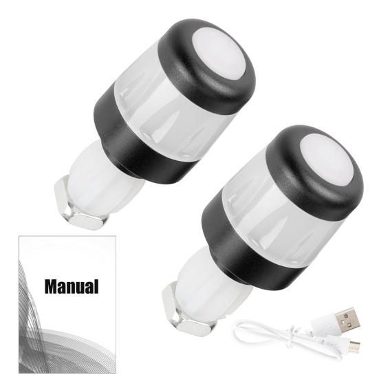 

2Pcs Bicycle Handlebar End Light, Rechargeable Bike LED Flash Lamp, Bike Handlebar Plugs Safety Indicator Light for Nigh Riding Cycling черный белый