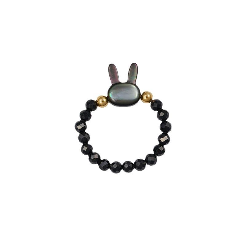 Shopkeeper's Recommendation Original design rabbit mother-of-pearl freshwater pearl rabbit ring joint tail ring for Japanese and Korean women