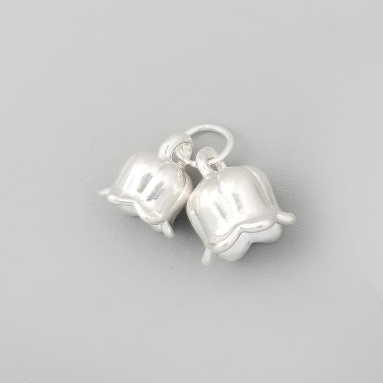 S999 Sterling Silver Lily of the Valley Pendant Charm for DIY Jewelry
