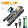 5000mah Powerful 30W LED Flashlight Built-in 18650 Battery Portable Zoom Tactical Torch Type-C Rechargable Emergency Camping Power Bank