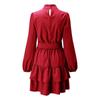 Women's Casual Solid Color New Long Sleeve Solid Color Loose Ruffle Dress