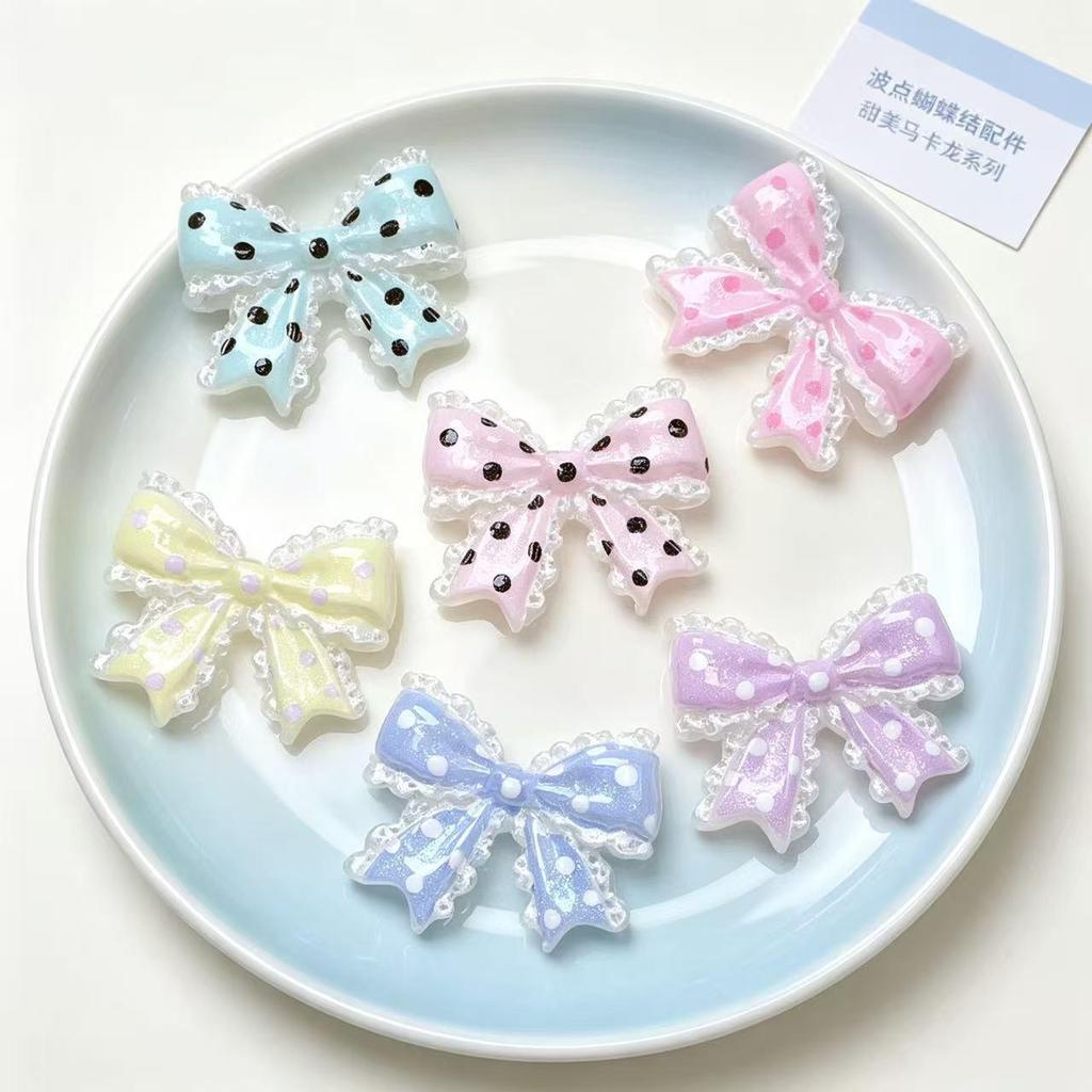 Translucent Polka Dot Bow Tie Resin Hair Clip & Phone Case Ornament
