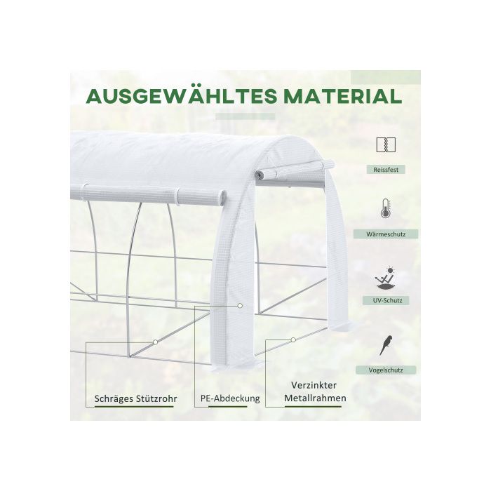 Serre - Outsunny - 3,97 x 3,02 x 2 m - Protection UV - Parois enroulables - Acier galvanisé