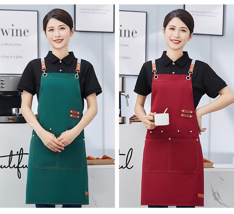 Waterproof Canvas Catering Apron with Logo, Stain-Proof, Ideal for Kitchens & Cafes