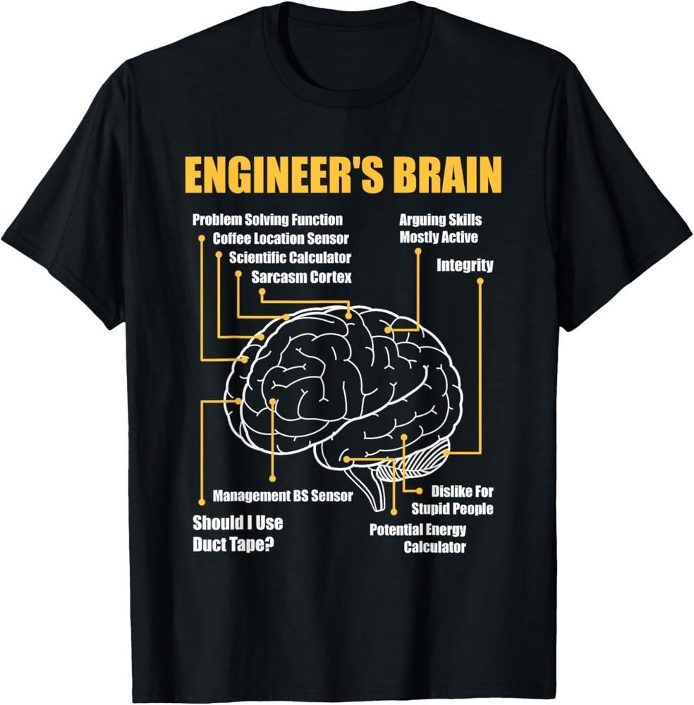 Engineer's Brain - Funny Sarcastic Engineering Gift Short Sleeve T-Shirt
