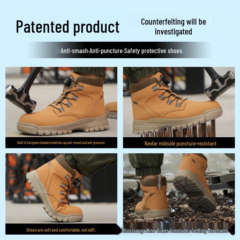 Durable Steel Toe Work Shoes: Wear-Resistant, Water-Repellent Microfiber Leather, Anti-Smash & Puncture, Comfortable for Long Standing.