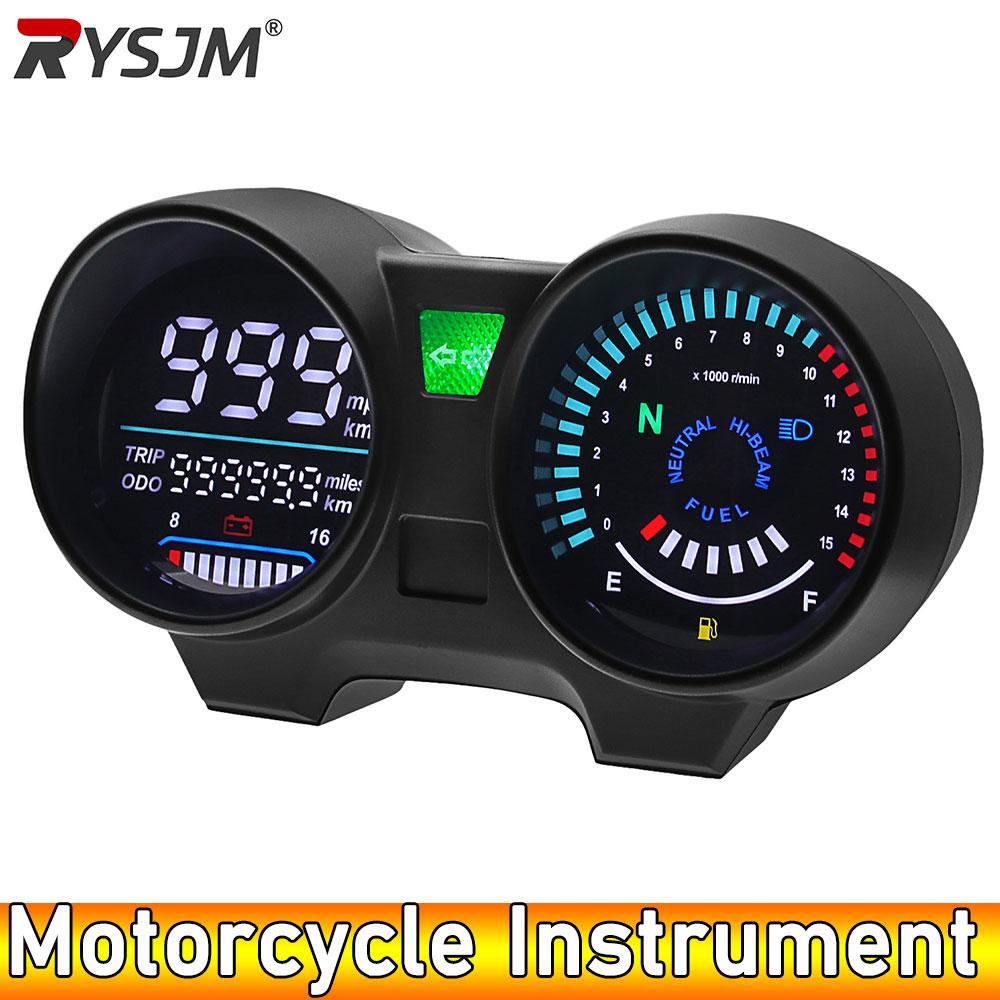 ADQ Universal Digital Motorcycle Speedometer Tachometer 15000 RPM Auto LCD Digital Odometer Bike Gauge Moto Dashboard Meter