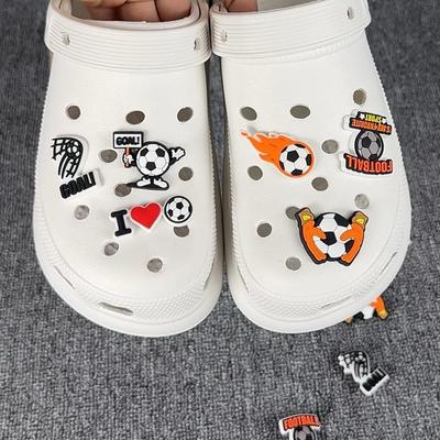 6PCS Fashion Shoe Charms Set Accessories Hole Shoe Buckle Cartoon Football PVC DIY Shoes Decorations Kids Boy Girls Gift