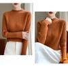 Autumn Winter Women Knitwear Slim Fit Semi High Neck Pure Color Loose Short Knitted Sweater Base Layer
