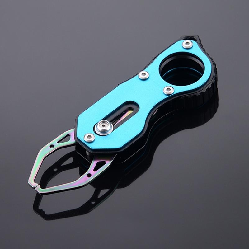 Portable Mini Fish Lip Gripper Stainless Steel Fish Holder Tool Grabber Fish Catcher with Coiled Lanyard Easy to Use