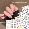 Cartoon Graffiti Nail Stickers: Kitten, Rabbit, Puppy, Starburst, Butterfly Designs with Adhesive