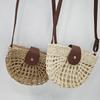 Handmade Small Round Straw Woven Beach Bag - Simple & Casual Design