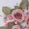Artificial Rose Wreath Candle Ring Realistic Mini Faux Rose Garland with Plastic Base Candle Wine Decoration Weddings Party Dining Table Centerpiece
