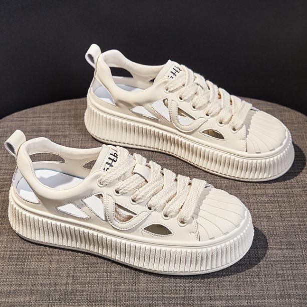 

Туфли в форме ракушки на толстой подошве, новые летние дышащие повседневные туфли на полой подошве, студенческие сандалии на толстой подошве, женские 36