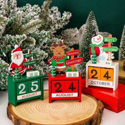 1 Stück 7,3*14cm Weihnachtsdekoration Holzkalender Displayfenster Schreibtischdekorationen Neujahrsszene Originalität Geschenk DIY