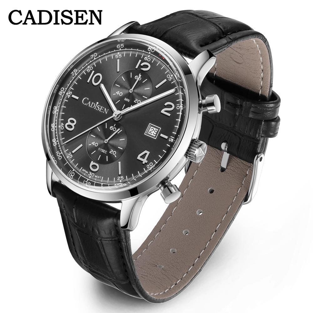 Men's Quartz Watch Multifunctional Three-Eye Six-Needle Casual Business Genuine Leather Men's Watch
