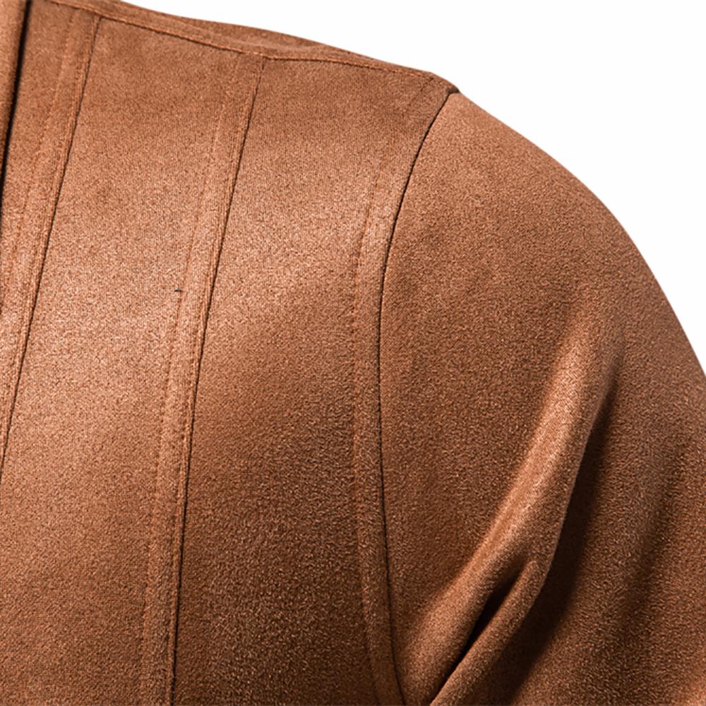 AIOPESON Mens Brown Suede Turn Down Collar Jacket Casual Business Faux Leather Trucker Jackets Coat for Men