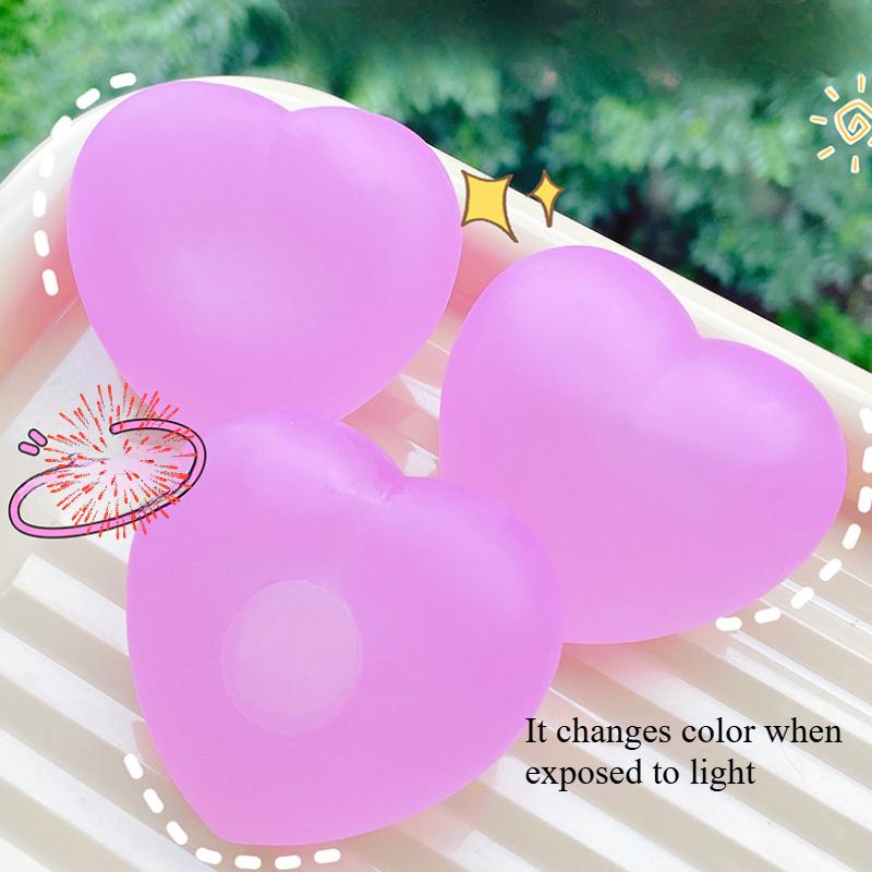 Giocattoli Cuore Che Cambia Colore da Spremere Quando Esposti alla Luce Maltosio Sollievo dallo Stress Rimbalzo Lento Giocattoli Fidget Mochi Giocattolo Antistress