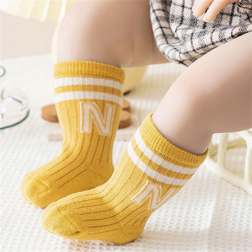 0-5 Yrs Kids Toddler Ankle Socks Soft Cotton Breathable Letter Print Crew Socks Elastic Sports Socks for Baby Clothing Accessory