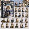 24 Day Christmas Countdown Cat Advent Calendar, with Cute Ornaments, Decorative Accents 2D Acrylic Kitty Holiday Decorations, Gift for Kids,