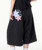 MOZMOZ Bermuda Star Patch Side Pleated Sweatpants Black