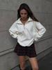 Solid Color Outer Wear Half Zipper Stand Collar Fashionable Trend Lapel Sweatshirt Loose Top