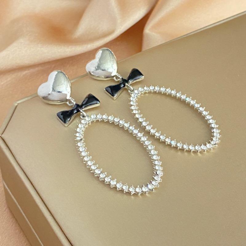 Módní design Přehnaný temperament Francouzské oválné náušnice s mašlí lásky Dámské