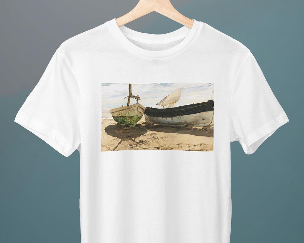 Fishing Boats On The Beach Valencia Joaquin Sorolla Y Bastida Unisex T-Shirt Art T-Shirt Gift for Her Gift for Him Art Lover Gift