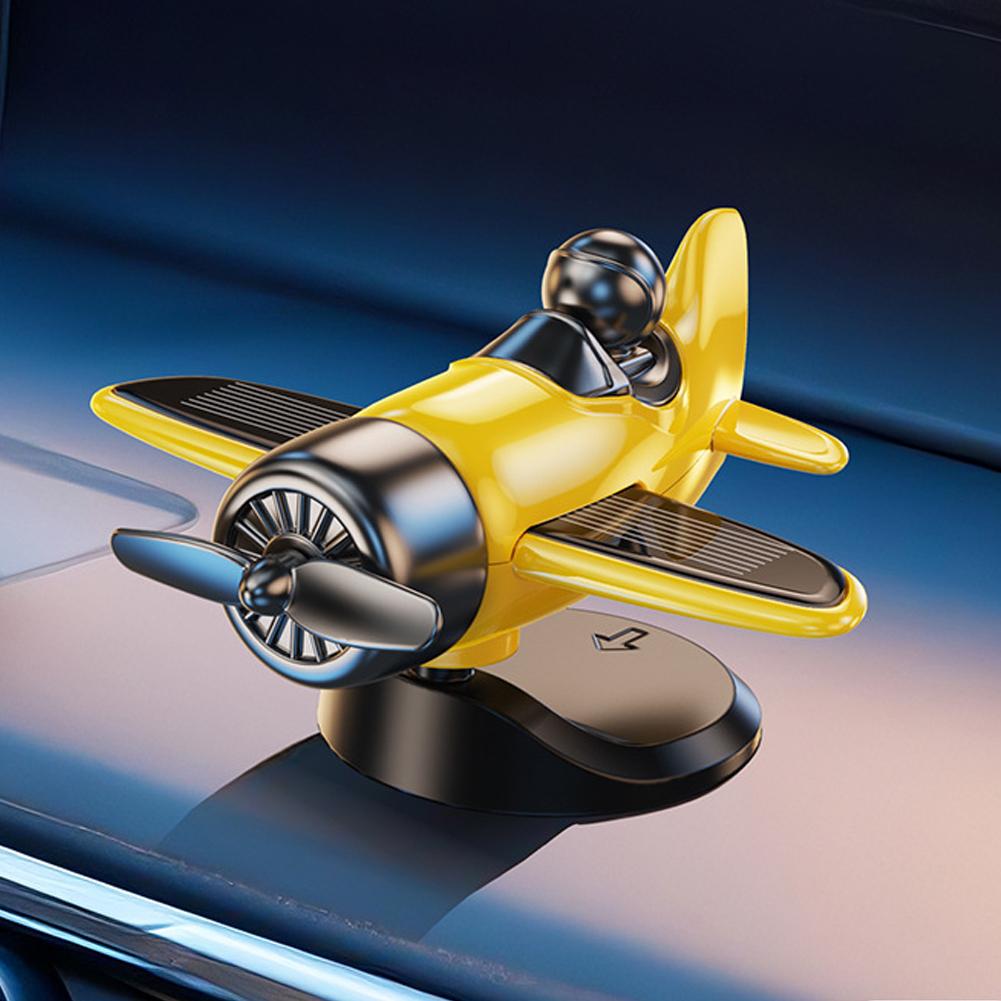 Car Solar Powered Rotating Airplane Ornaments Decor Dashboard Windmill Spinner Center Console Ornament Vehicle Accessories