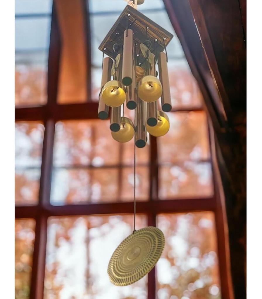 Home Decoration Items Wind Chimes for Home (Golden,Pipe & Hanging Bells)