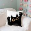Whimsical Cat Art Case Plush Fabric Soft Pillowcase Double Sided Print Cushion Cover Household Gifts