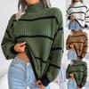 Women's Casual Striped Long Sleeved Half Turtleneck Sweater
