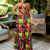 Summer New Women's Clothing Sexy Suspender Dress Printed Sleeveless Sexy Backless Dress