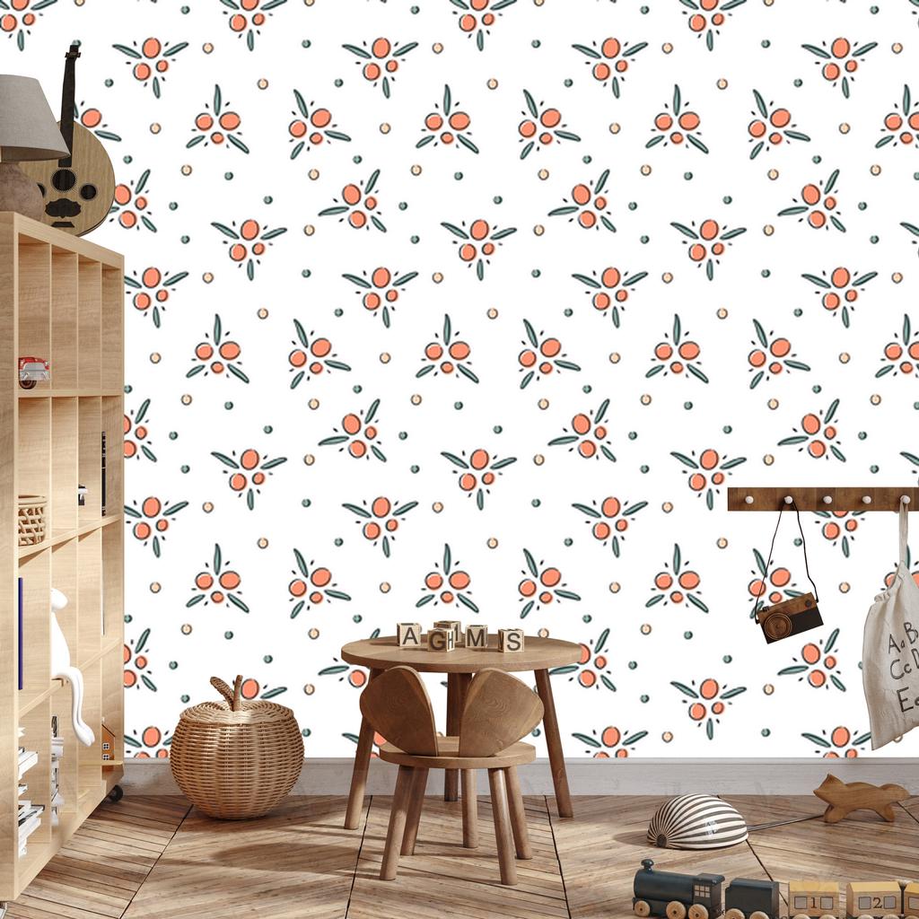 Wallpaper Small Flowers White and Light Gray for Living Room and Bedroom 50x1000