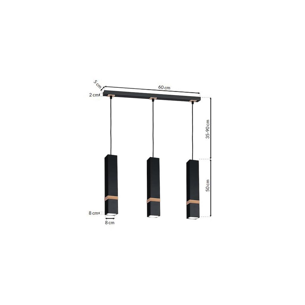 Vidar 3 Pendant Lamp Gu10 Black Wood Milagro Mlp5404
