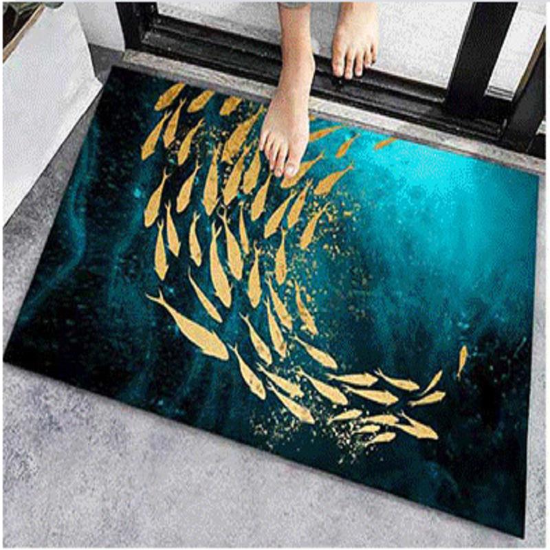 

Feather Printed Entrance Door Mat Modern Geometric Anti-slip Home Outdoor Bathroom Floor Carpets Washable Hallway Kitchen Rug 30x50cm