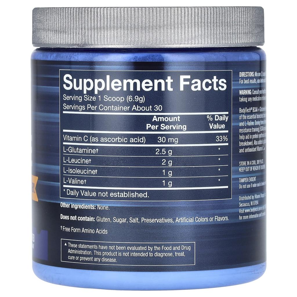 Bcaa + Glutamine Powder, Unflavored, 208G (7.3Oz)