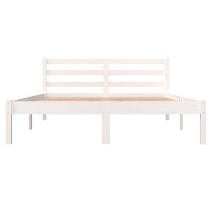 VidaXL Cadre de lit Bois de pin massif 135x190 cm Blanc double