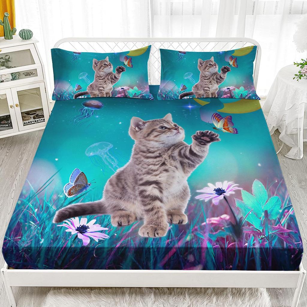 Beautiful Butterfly Pattern Mattress Three-Piece Digital Printing Bedding Mattress Three-Piece Set Small And Fresh