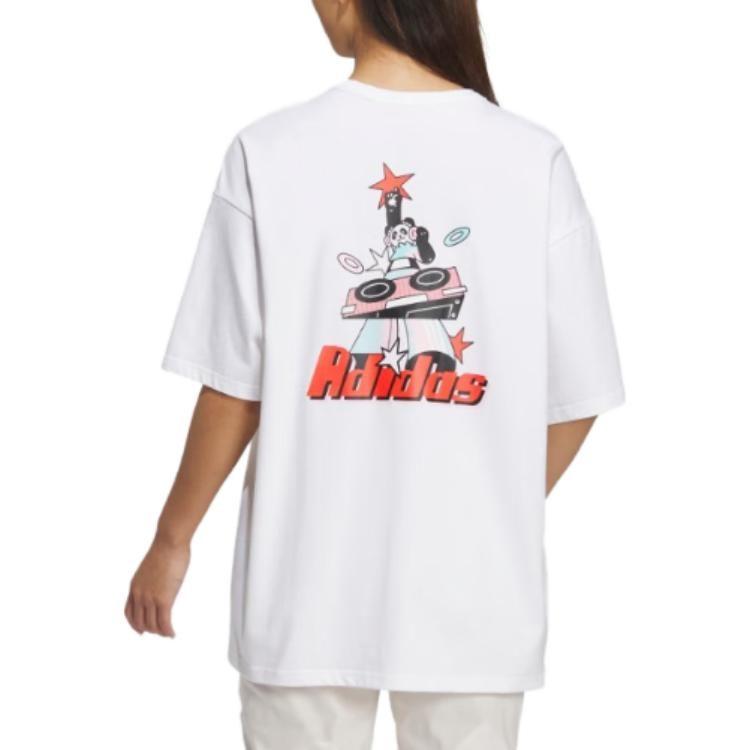 Adidas T Shirts Women's White Crew Neck Moderate Straight Fit IP3960