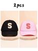 2pcs children's 26 letter cloth baseball cap, spring and summer for boys and girls, mesh breathable truck driver hat, sun hat