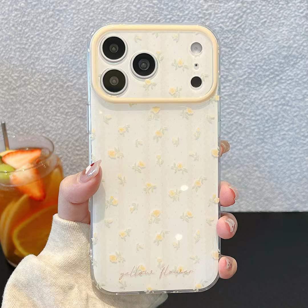

Korean Floral Phone Case for iPhone Models (14, 15, 16, 17) with Chain Attachment for Women Apple 14 Pro Max