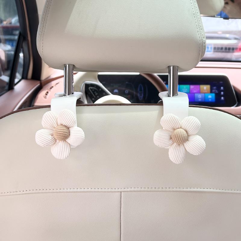 4PCS Creative Car Hooks Temperament Flower Seat Back Storage Car Seat Hooks Seat Back Accessory Hooks Bags Clothes Hooks Clips